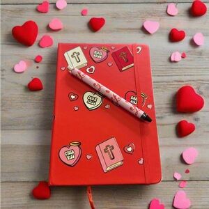 Red Heart-Themed Notebook